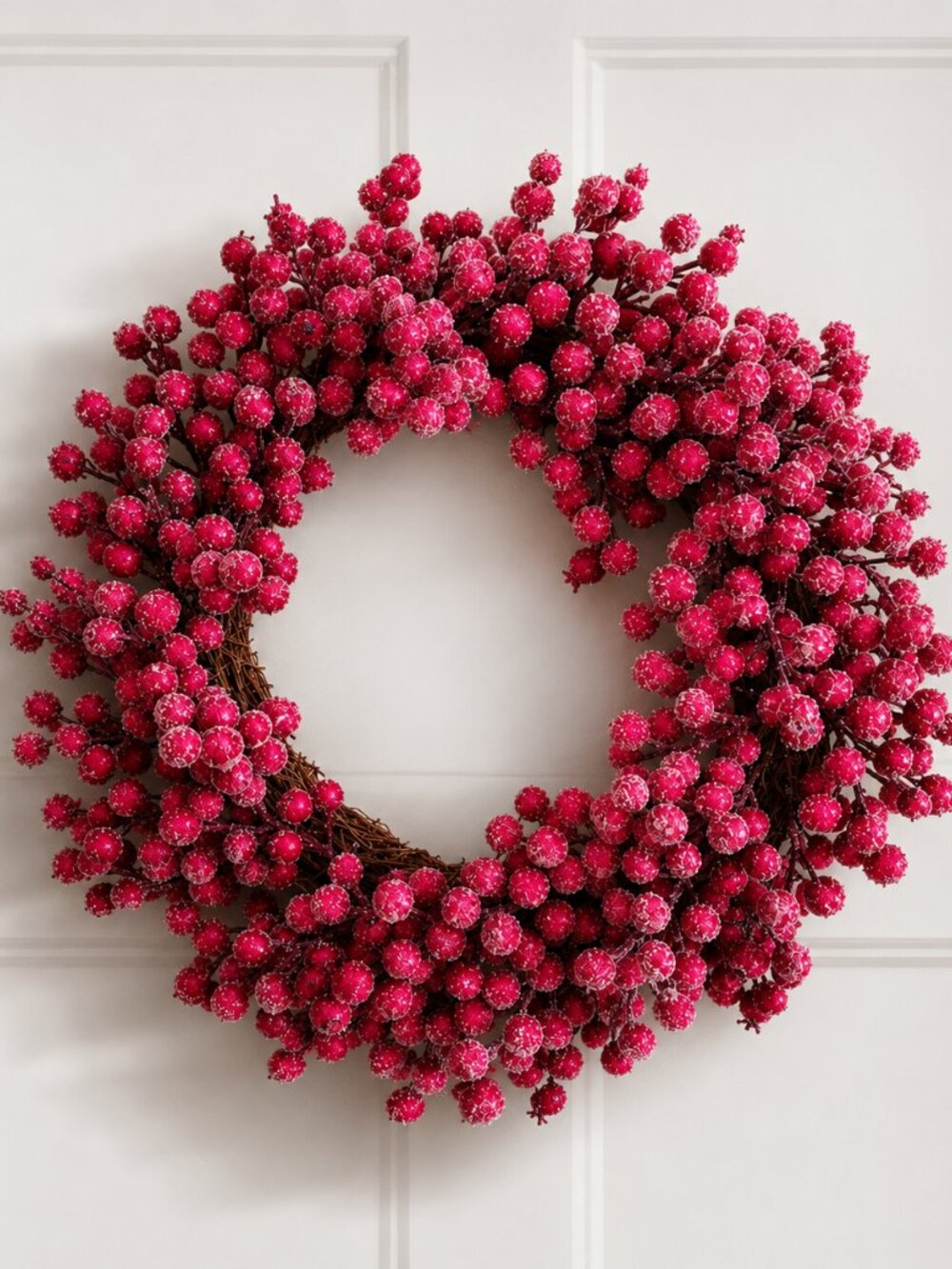 18" Frosted Red Berry Wreath Winter Farmhouse Front Door Holiday Decor